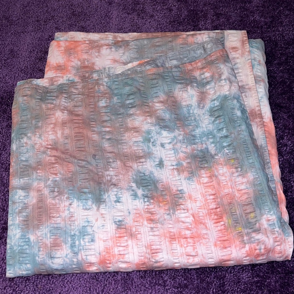 Bloomcraft Hippie Tie-Dye Boho Textured Cotton Blend Shower Curtain 68”x70” in